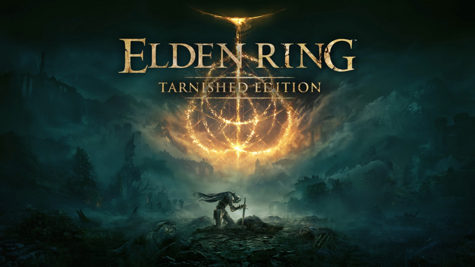 Arte de Elden Ring com guerreiro em cenário épico